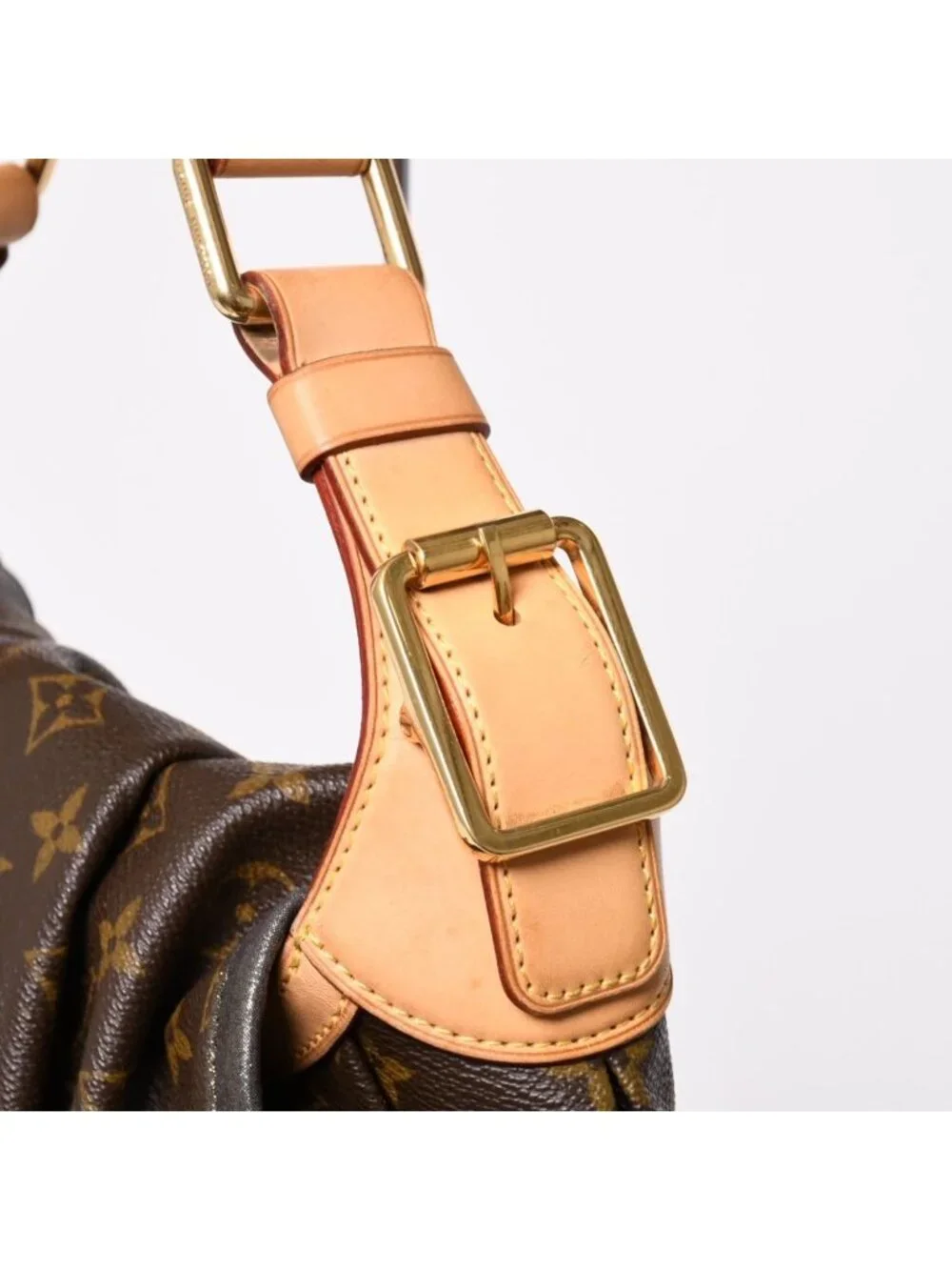 Louis Vuitton Monogram Kalahari PM Handbag Canvas Vachetta Leather Drawstring